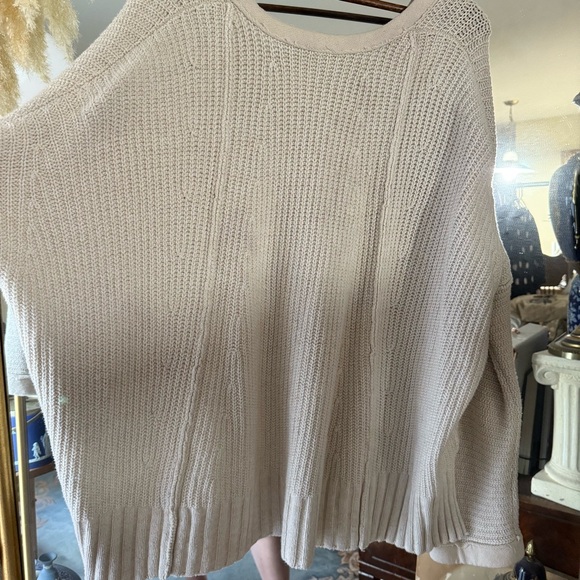 Free People Oversized Knit Long Butterfly Sleeve Cream Ivory Sweater - Picture 8 of 9